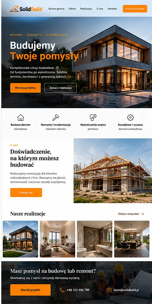 Budownictwo — przykładowy projekt strony